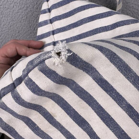 Baggu Tote Bag White Canvas Double Handle Nautical Sailor Stripe Shoulder - Picture 7 of 16